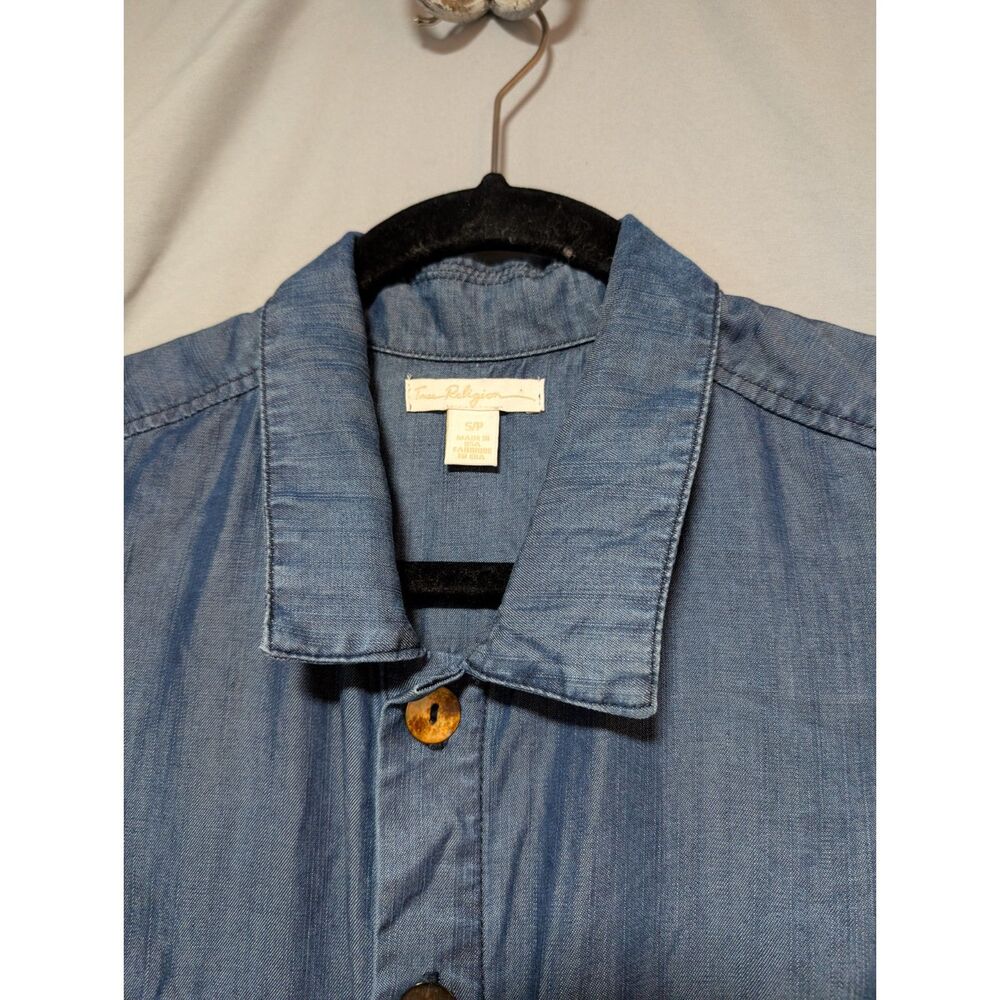 True Religion Blue Sleeveless Chambray‎ Denim Tencel Romper Women's Small - Picture 4 of 11